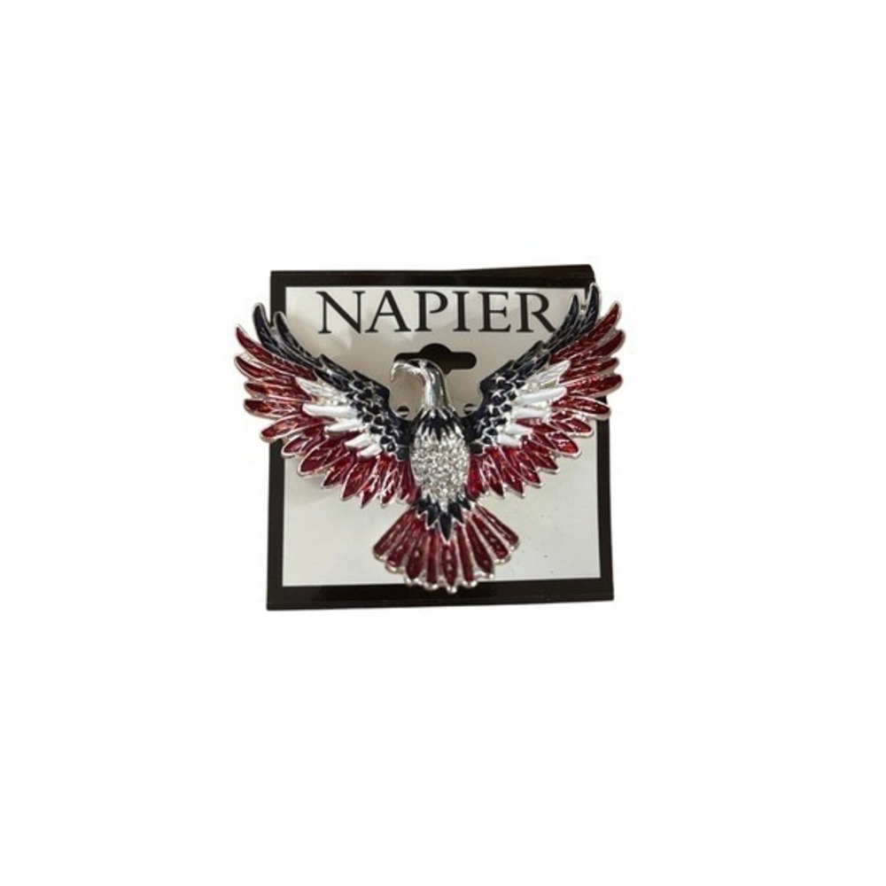 Napier Patriotic Eagle Bald Eagle Pin Brooch Red, White & Blue Biker Vibes NEW